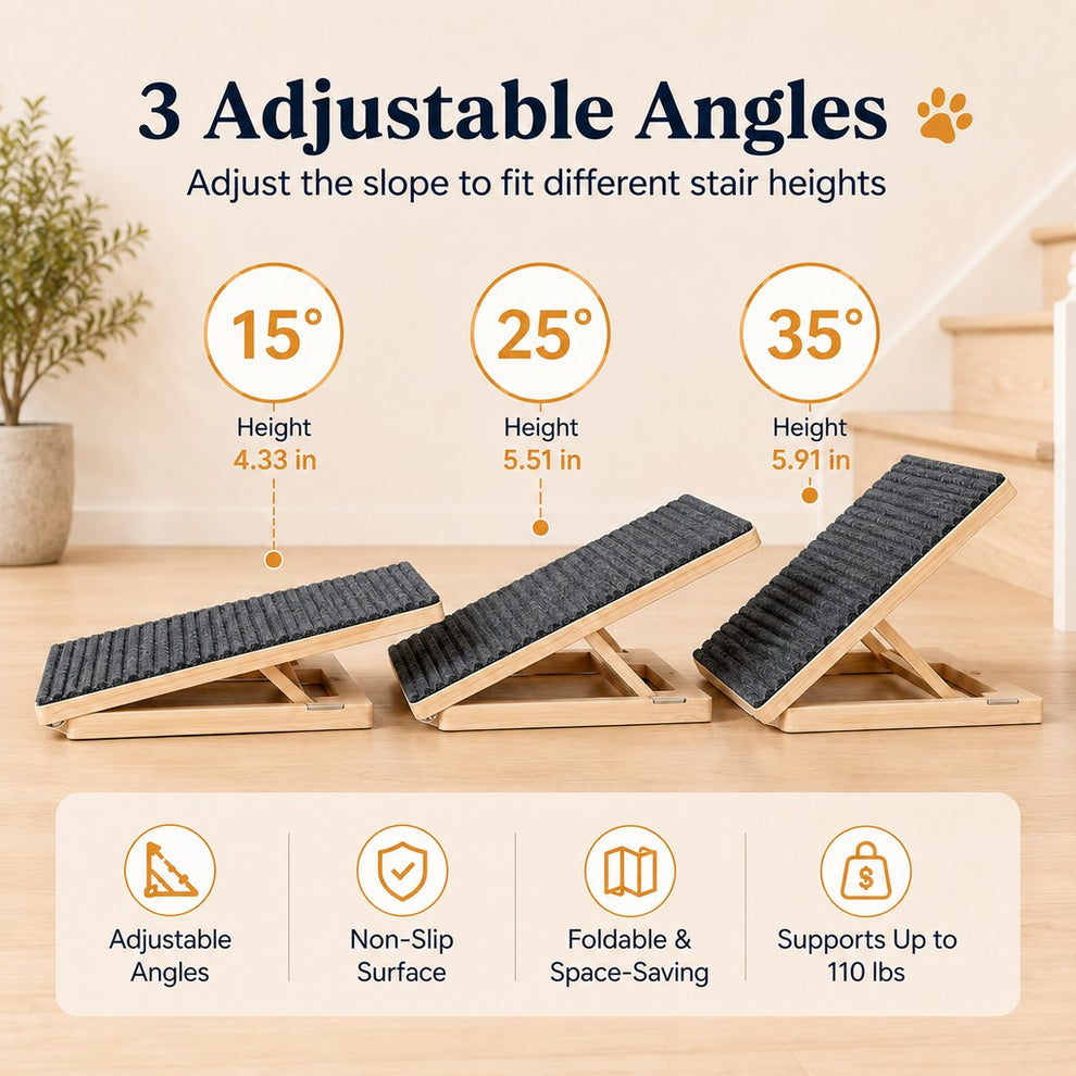 Foldable Wooden Dog Stairs for Small Dogs - Non-Slip Pet Ramp for Sofa, Bed & Indoor Steps image 7