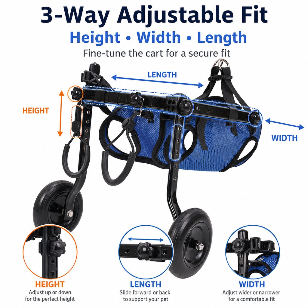 Paws in Awe Adjustable Rear Leg Dog Wheelchair for Daily Walks - Mobility Support Cart for Small Dogs with Weak Back Legs image 5