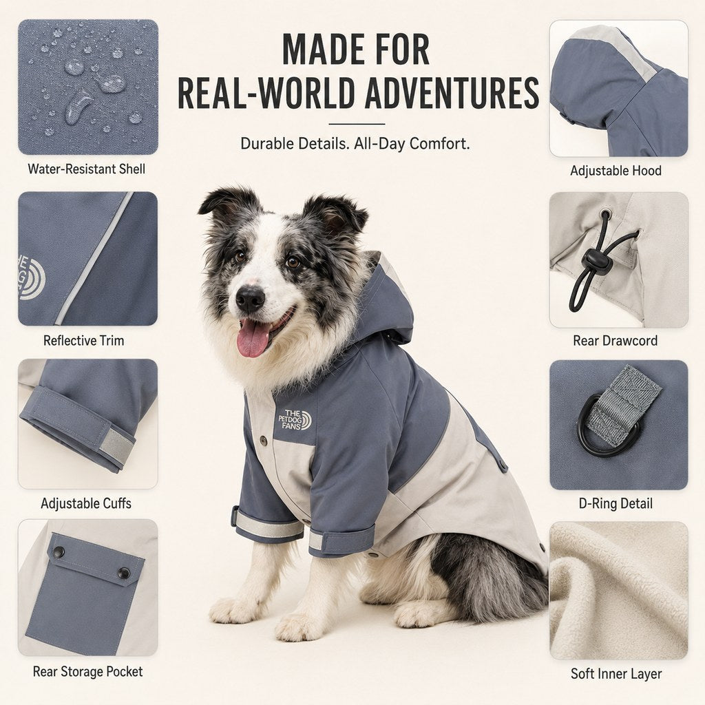 Paws in Awe Lightweight Water-Resistant Dog Windbreaker – Rain & Wind Coverage for Chilly Walks image 9