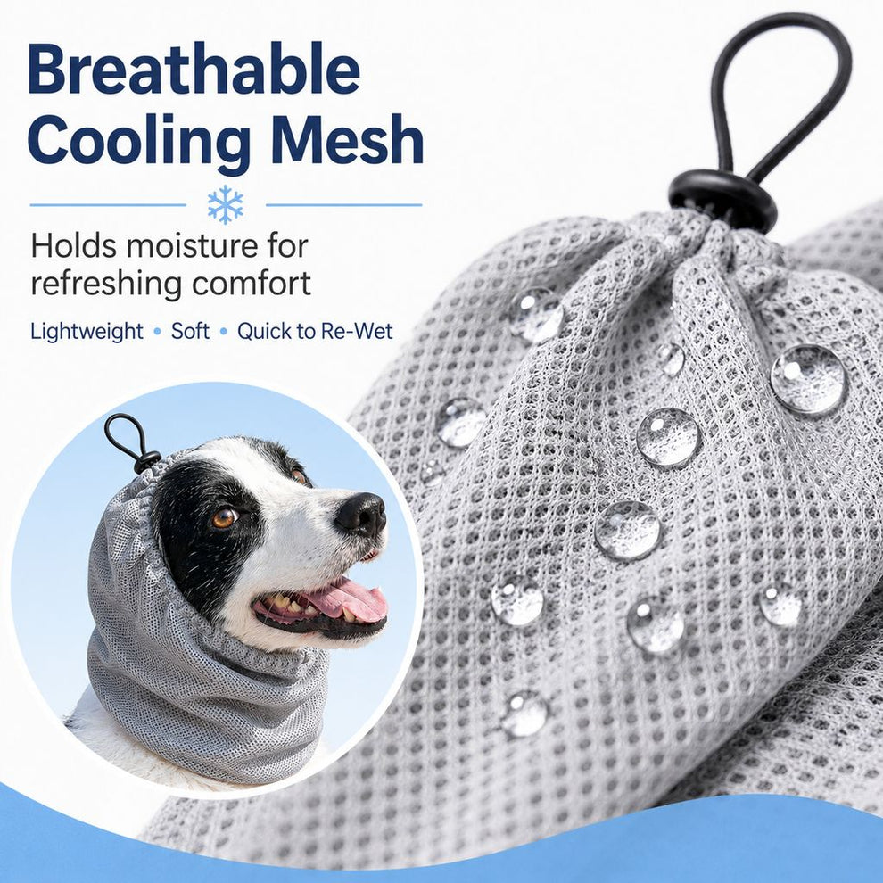 Paws in Awe Water-Activated Dog Cooling Snood for Summer Walks - Lightweight Neck & Ear Cooler for Hot Weather, Beach Days & Long-Fur Dogs image 6