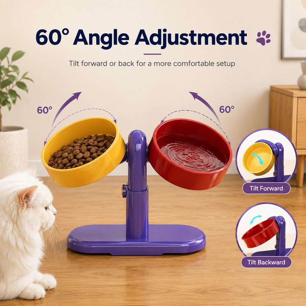 Adjustable Elevated Pet Bowl for Cats & Small Dogs - Space-Saving Wall-Mount or Freestanding Feeder for Cleaner Mealtimes image 4