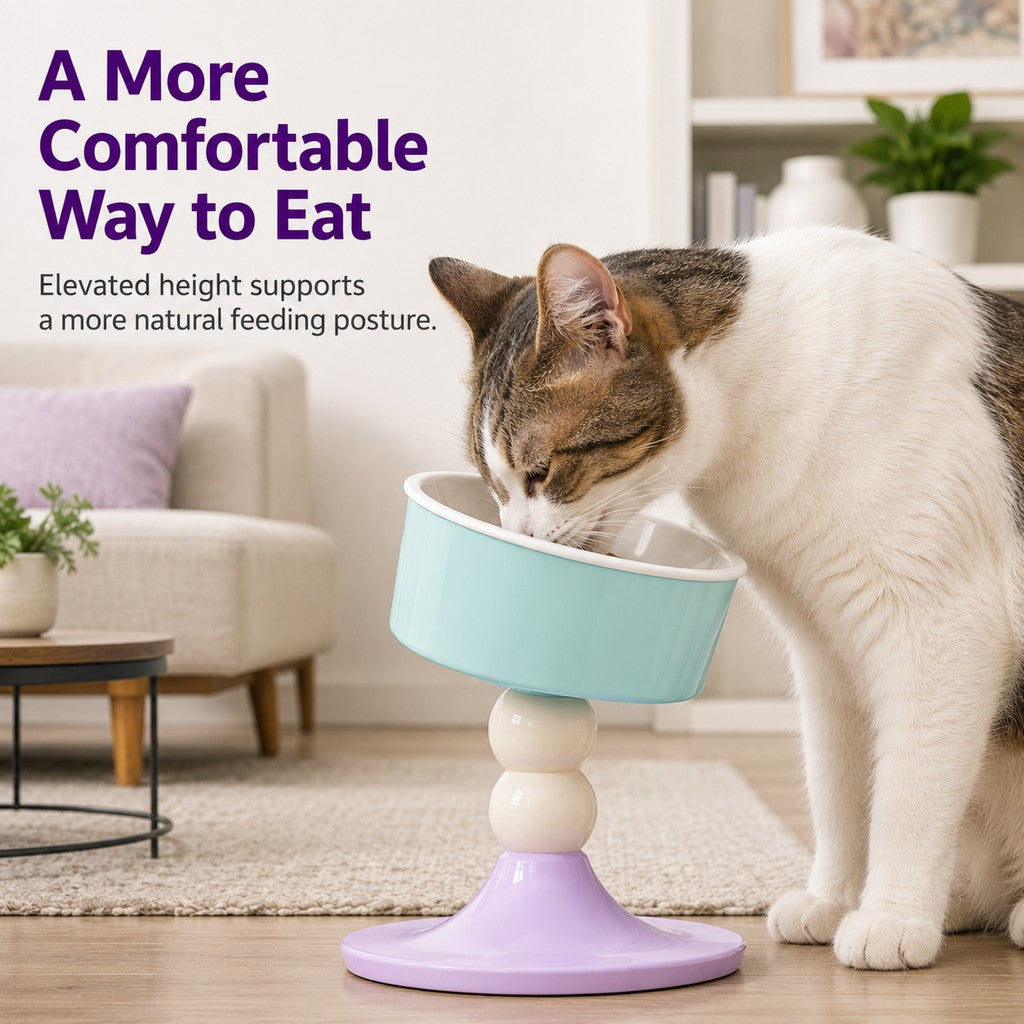 Paws in Awe Adjustable Elevated Pet Bowl for Cats & Small Dogs - 3 Height Modes for Comfortable Feeding image 3