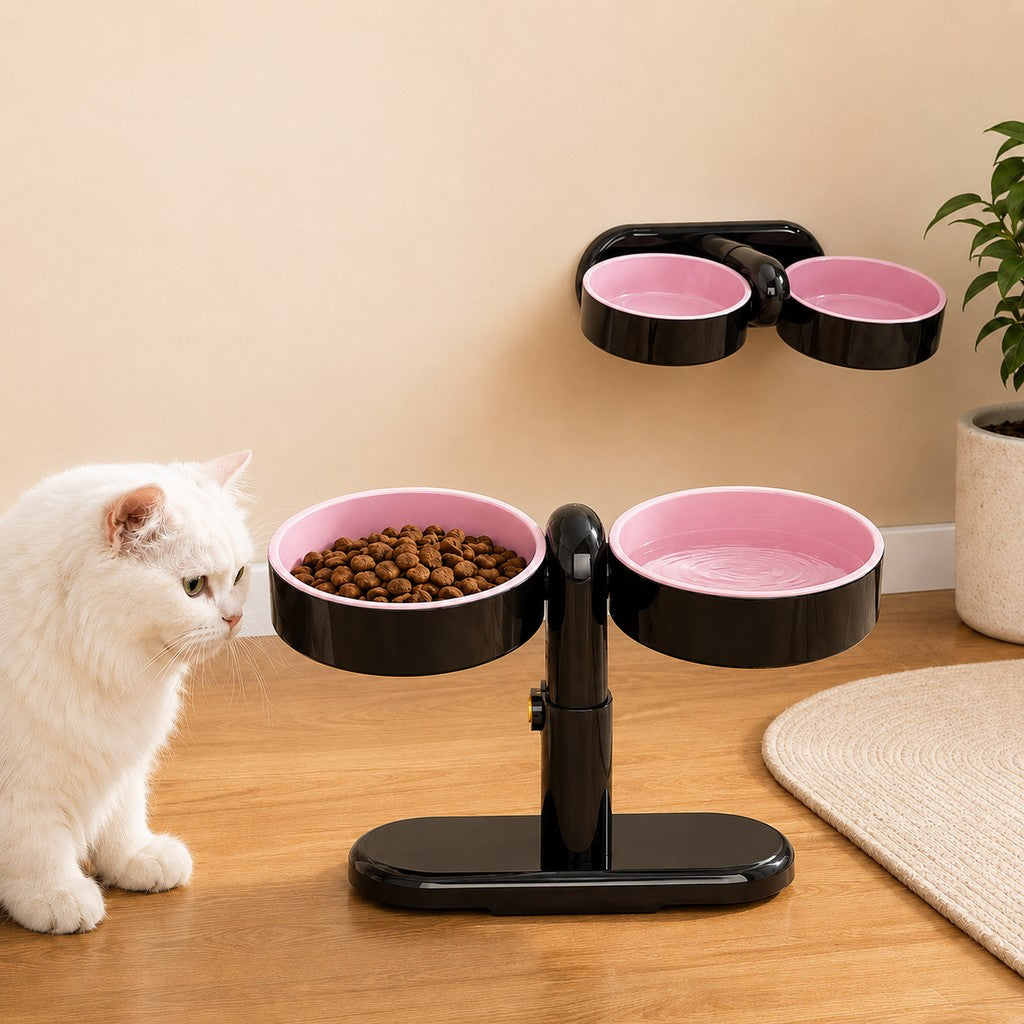 Adjustable Elevated Pet Bowl for Cats & Small Dogs - Space-Saving Wall-Mount or Freestanding Feeder for Cleaner Mealtimes image 10