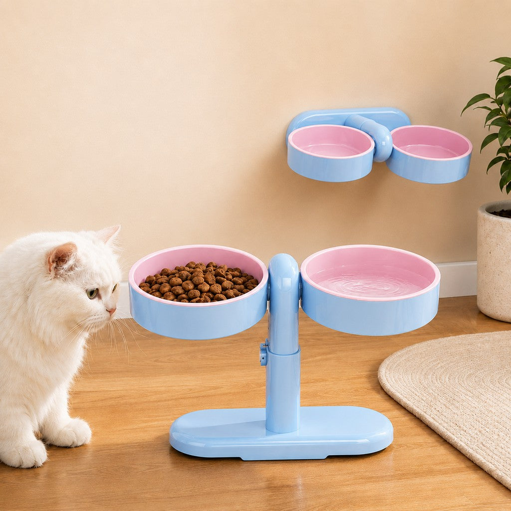 Adjustable Elevated Pet Bowl for Cats & Small Dogs - Space-Saving Wall-Mount or Freestanding Feeder for Cleaner Mealtimes image 9