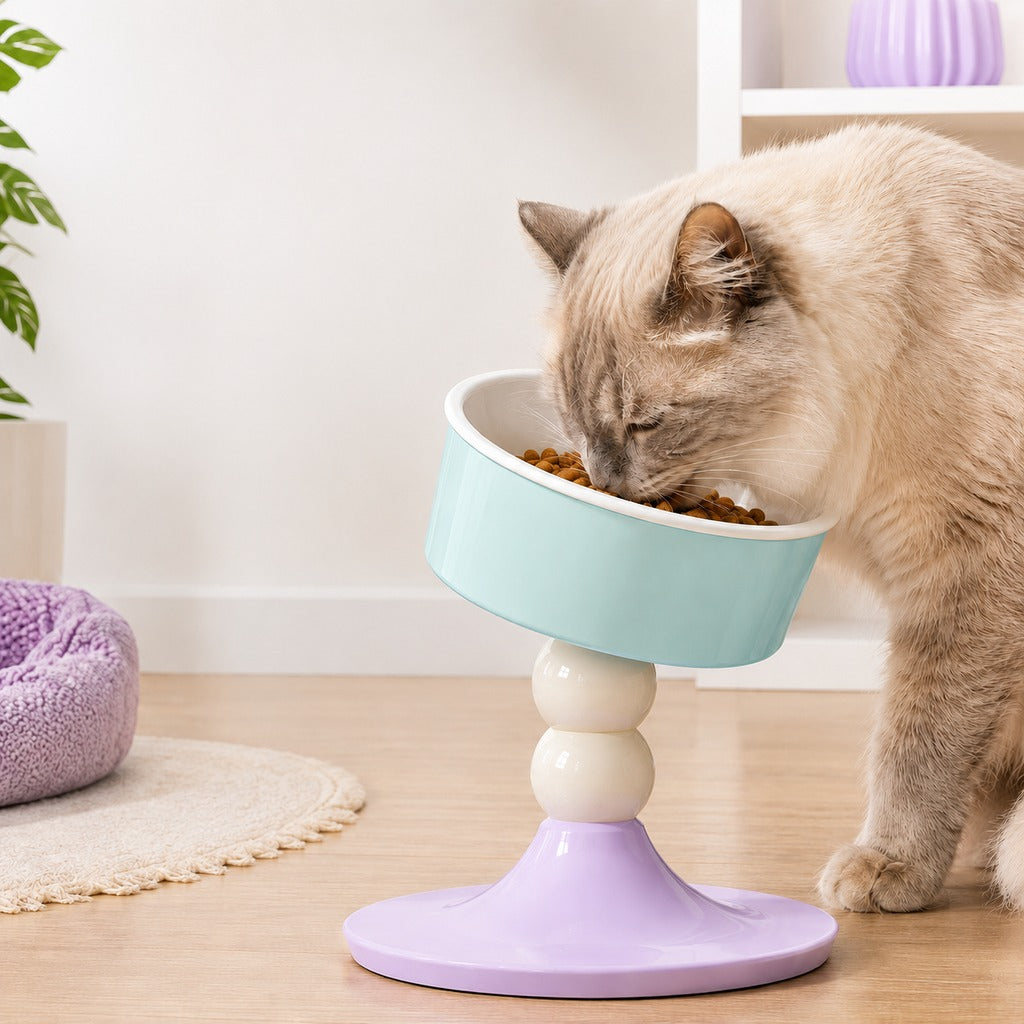 Paws in Awe Adjustable Elevated Pet Bowl for Cats & Small Dogs - 3 Height Modes for Comfortable Feeding image 1