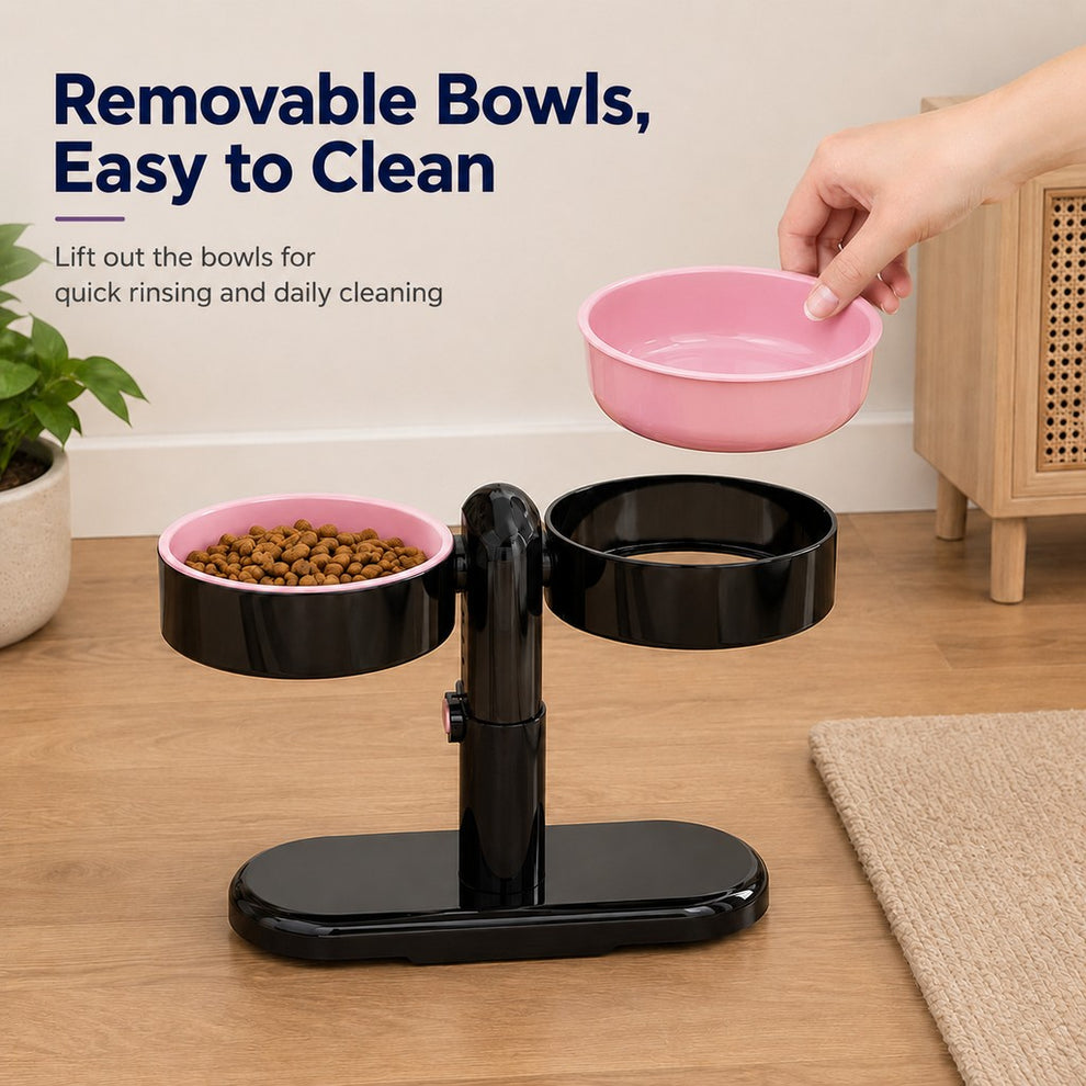 Adjustable Elevated Pet Bowl for Cats & Small Dogs - Space-Saving Wall-Mount or Freestanding Feeder for Cleaner Mealtimes image 7