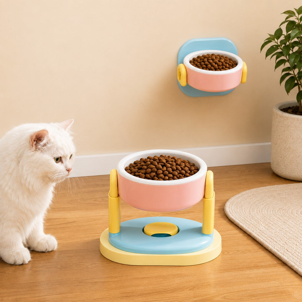 Adjustable Elevated Pet Bowl for Cats & Small Dogs - Space-Saving Wall-Mount or Freestanding Feeder for Cleaner Mealtimes image 12
