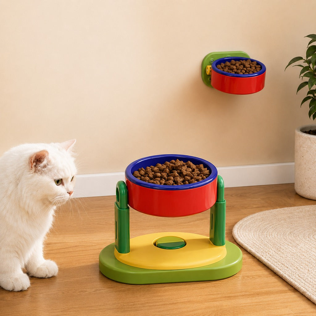 Adjustable Elevated Pet Bowl for Cats & Small Dogs - Space-Saving Wall-Mount or Freestanding Feeder for Cleaner Mealtimes image 11