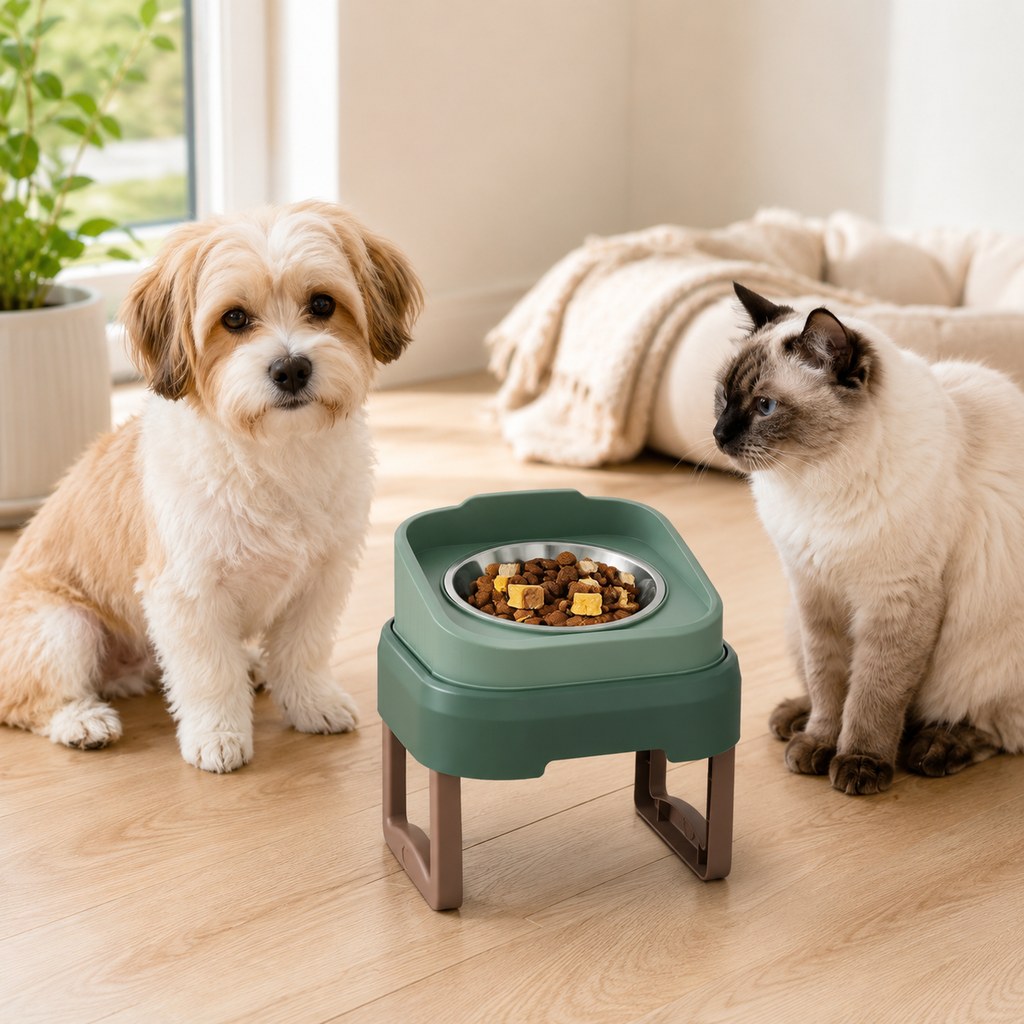 Paws in Awe Adjustable Elevated Slow Feeder Pet Bowl for Cats & Small Dogs - Less Mess, Slower Meals & Easy Cleaning image 1