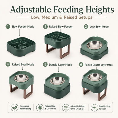 Paws in Awe Adjustable Elevated Slow Feeder Pet Bowl for Cats & Small Dogs - Less Mess, Slower Meals & Easy Cleaning image 3