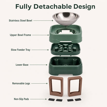 Paws in Awe Adjustable Elevated Slow Feeder Pet Bowl for Cats & Small Dogs - Less Mess, Slower Meals & Easy Cleaning image 8