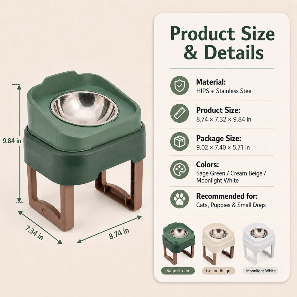 Paws in Awe Adjustable Elevated Slow Feeder Pet Bowl for Cats & Small Dogs - Less Mess, Slower Meals & Easy Cleaning image 9