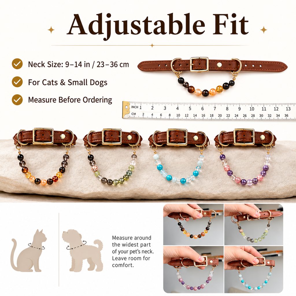 Adjustable fit crystal pet collar size guide