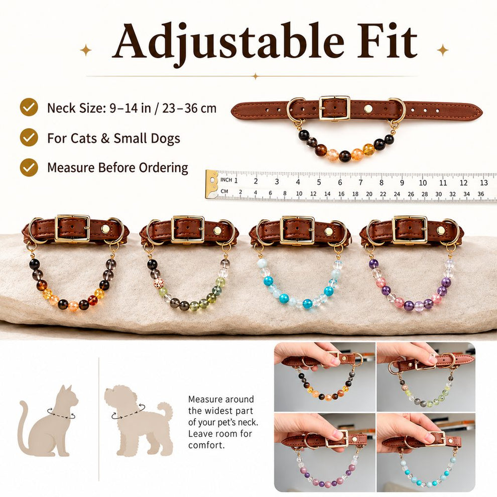 Adjustable fit crystal pet collar size guide