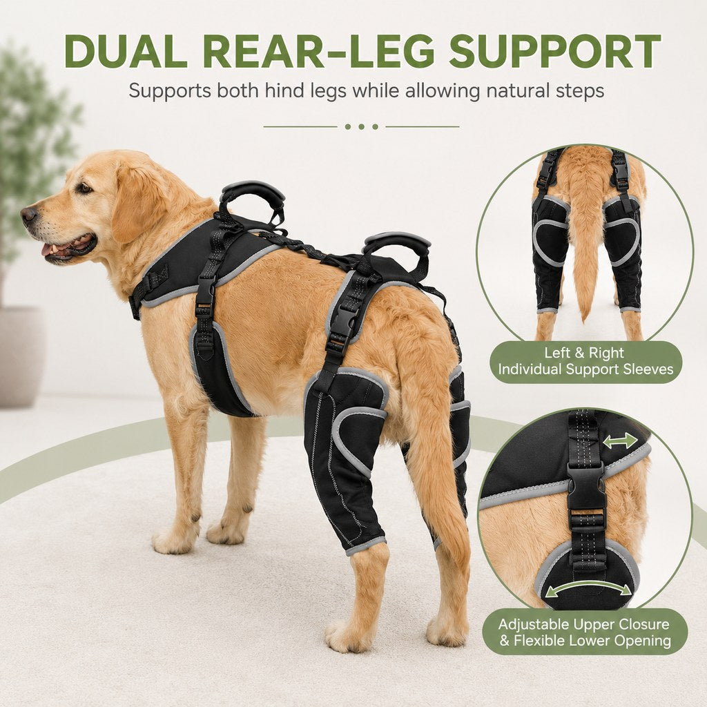 Adjustable full-body dog mobility support harness