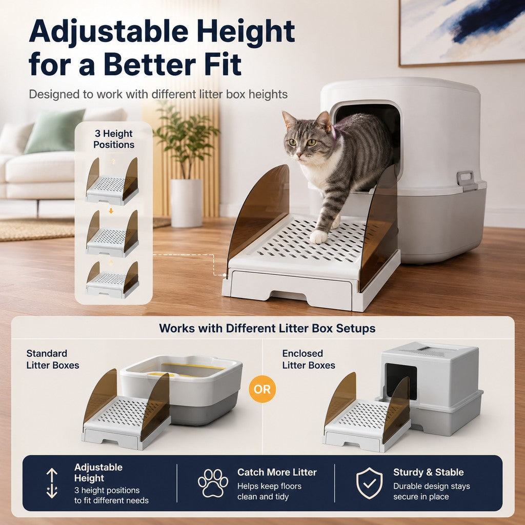 Adjustable Cat Litter Box Step with Pull-Out Tray for Cleaner Floors image 5