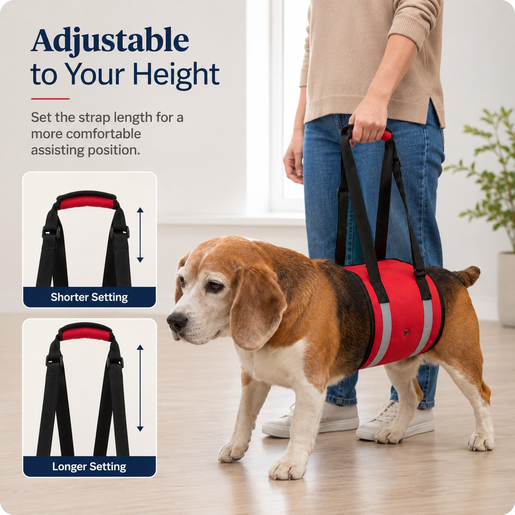 Adjustable height dog lift support sling straps