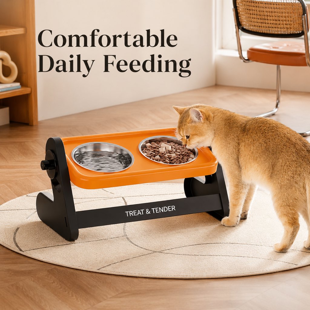Adjustable height pet bowl for indoor feeding