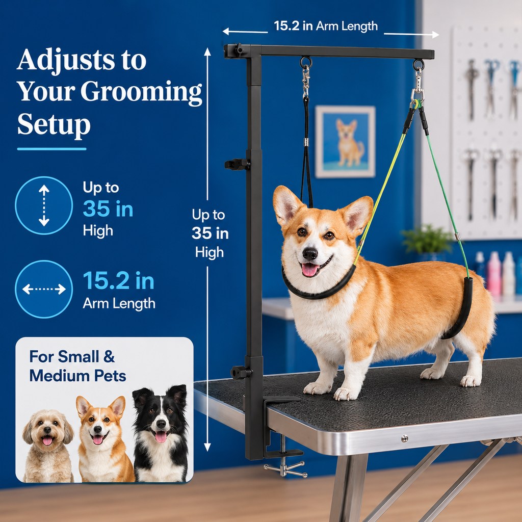 Paws in Awe Clamp-On Pet Grooming Arm for Bathing & Trimming, Foldable Dual Support Holder for Small & Medium Dogs image 5