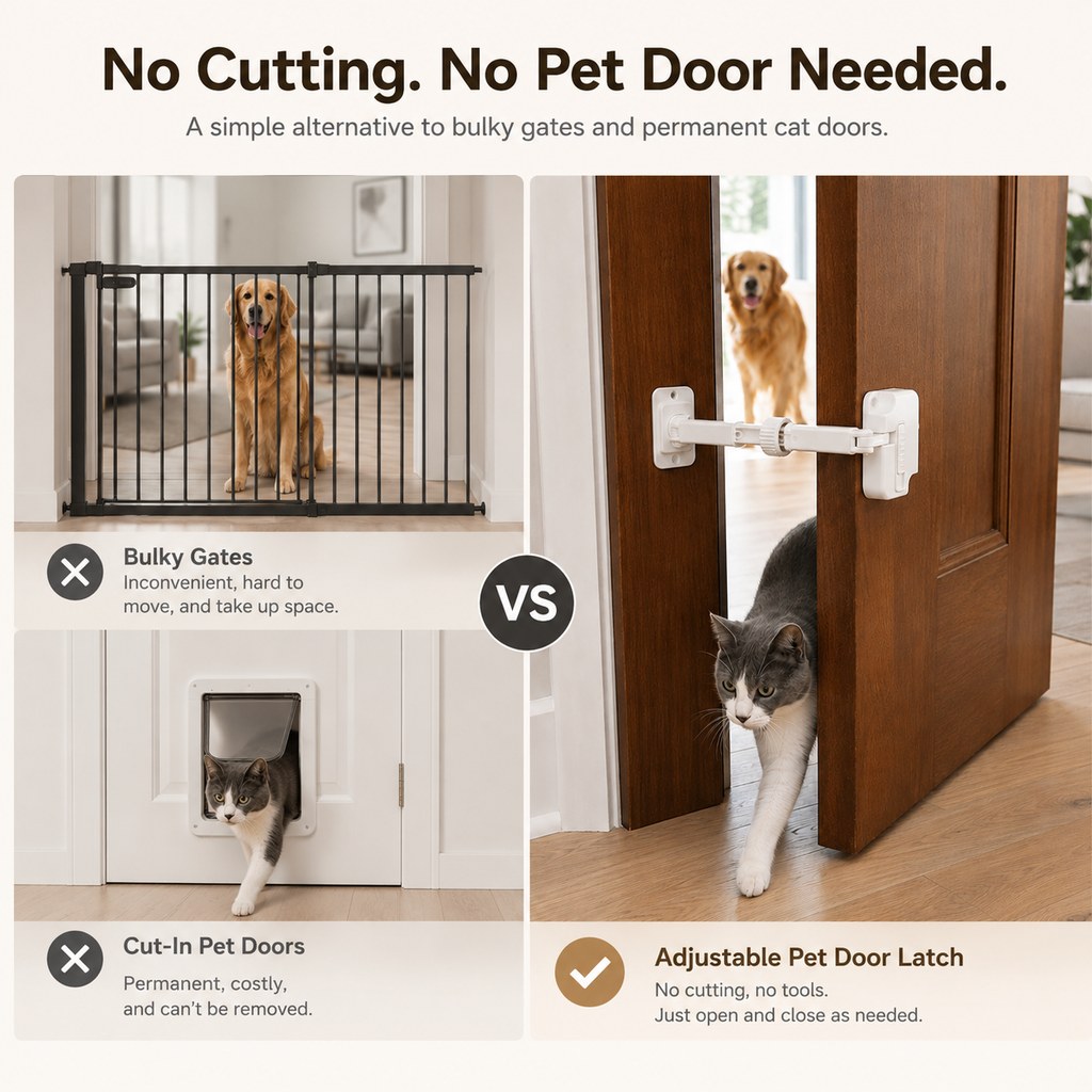 Paws in Awe Adjustable Pet Door Latch for Litter Rooms - Let Cats In & Help Keep Dogs Out image 3