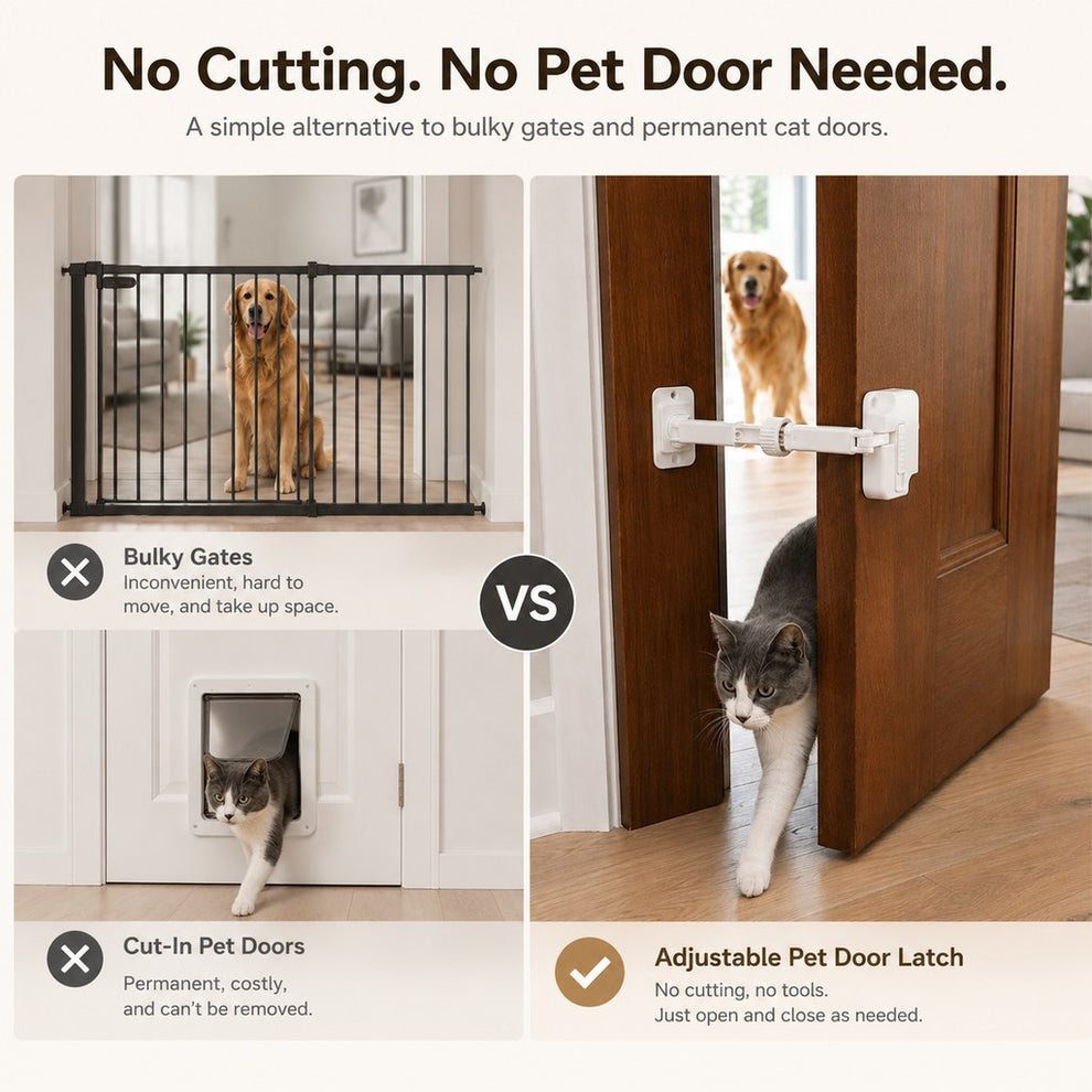 Paws in Awe Adjustable Pet Door Latch for Litter Rooms - Let Cats In & Help Keep Dogs Out image 3