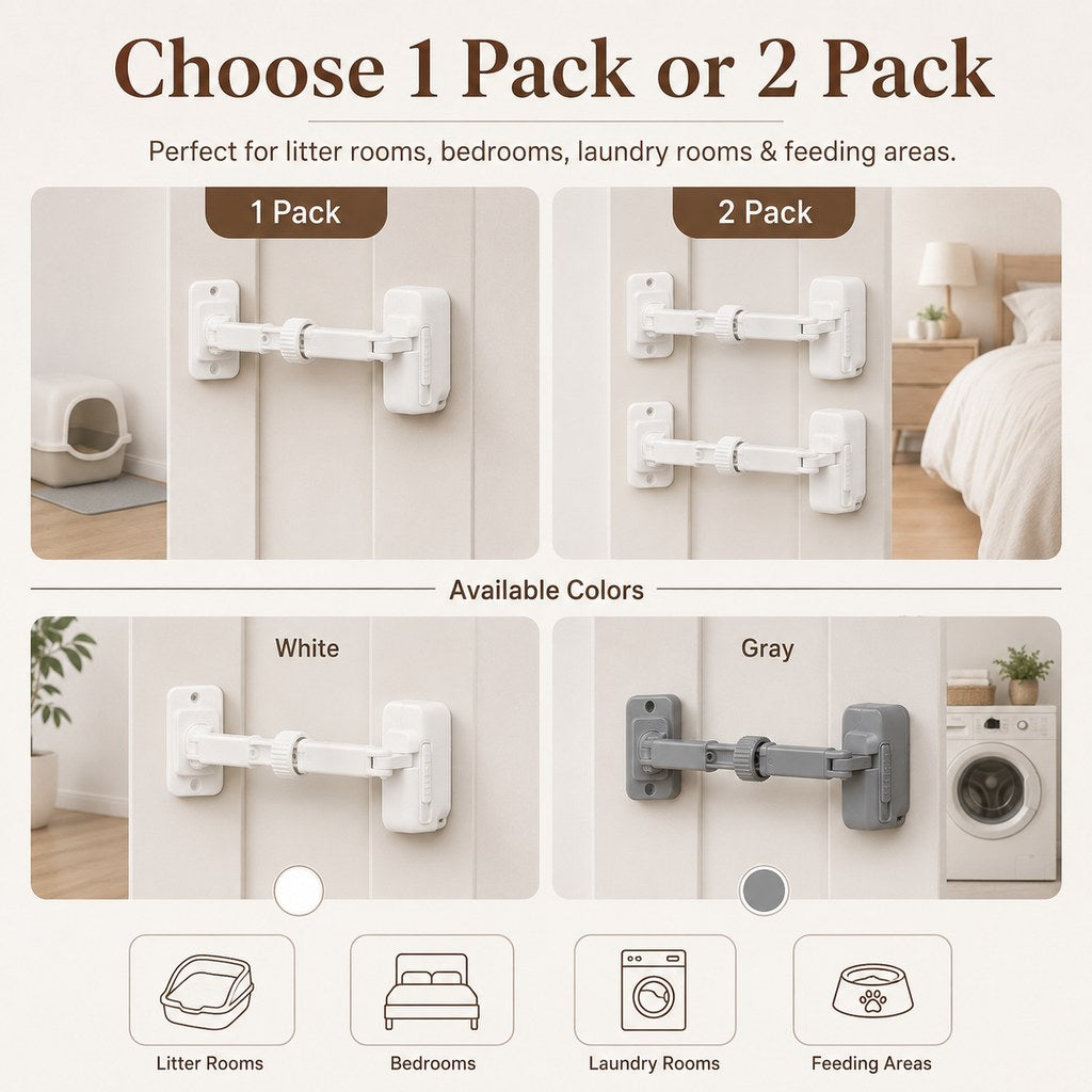 Paws in Awe Adjustable Pet Door Latch for Litter Rooms - Let Cats In & Help Keep Dogs Out image 8