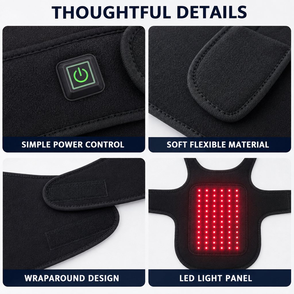 Adjustable straps on pet red and near-infrared light wrap