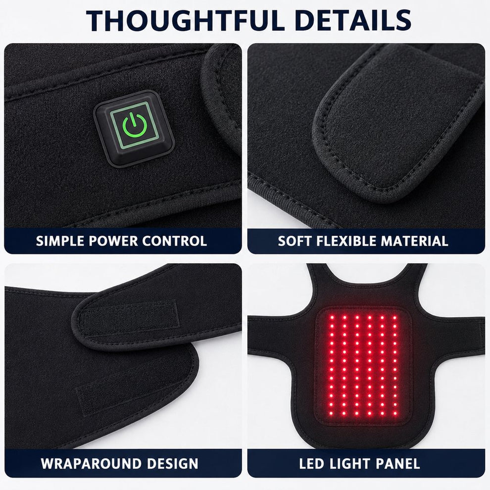 Adjustable straps on pet red and near-infrared light wrap