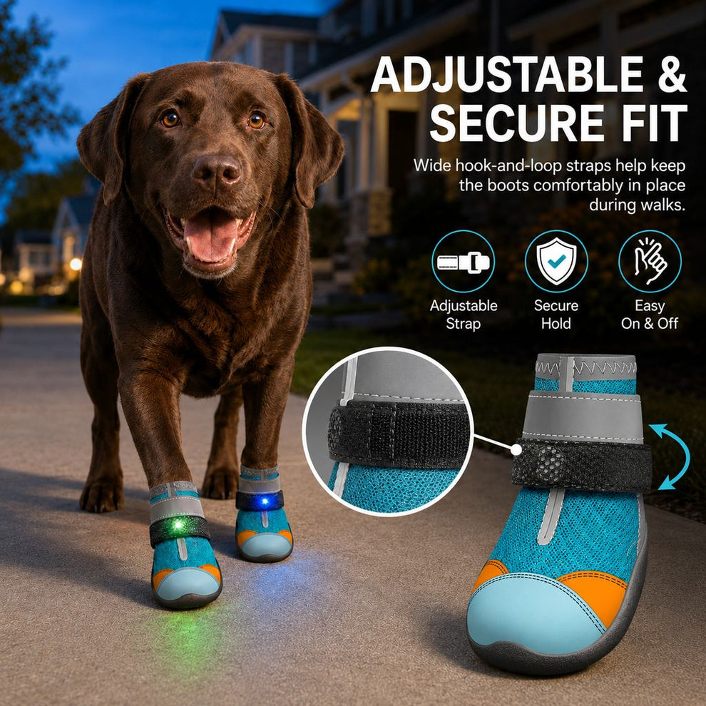 Paws in Awe Motion-Activated LED Dog Boots for Night Walks – Flashing Paw Shoes for Better Visibility & Traction image 6