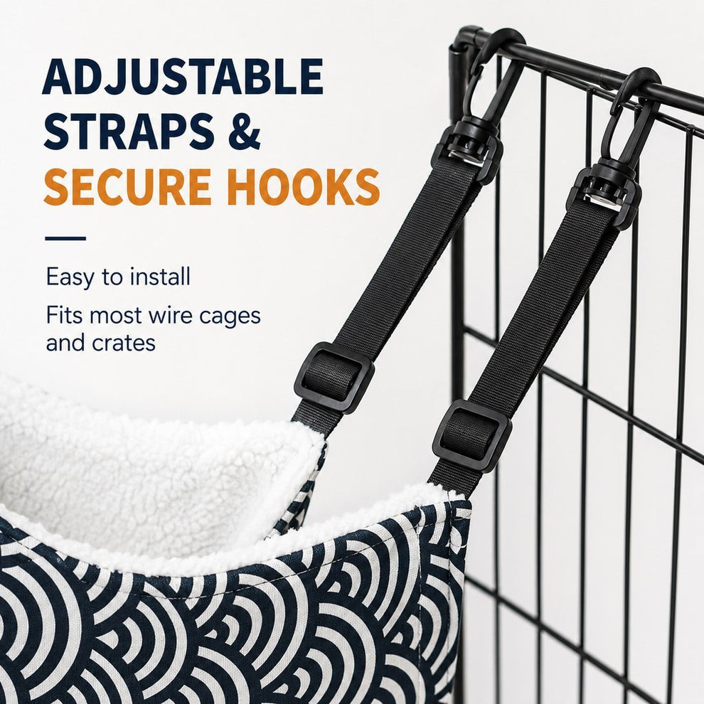 Paws in Awe Reversible Cat Cage Hammock with Adjustable Straps - Space-Saving Hanging Bed for Wire Crates image 5