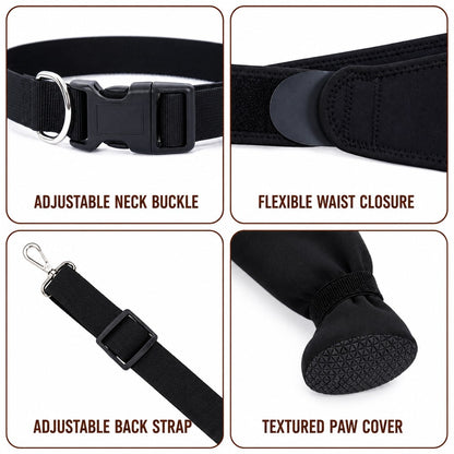 Adjustable straps and textured paw cover details