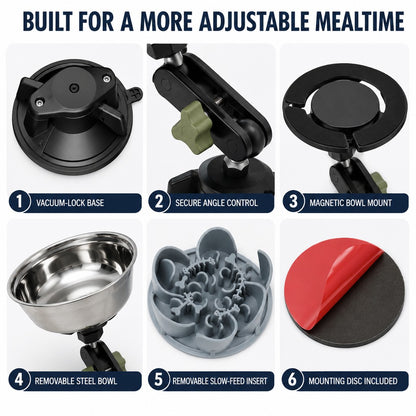 Paws in Awe Adjustable Suction-Mount Slow Feeder Bowl for French Bulldogs, Cats & Small-to-Medium Dogs - Floor or Vertical Setup Helps Reduce Sliding image 10
