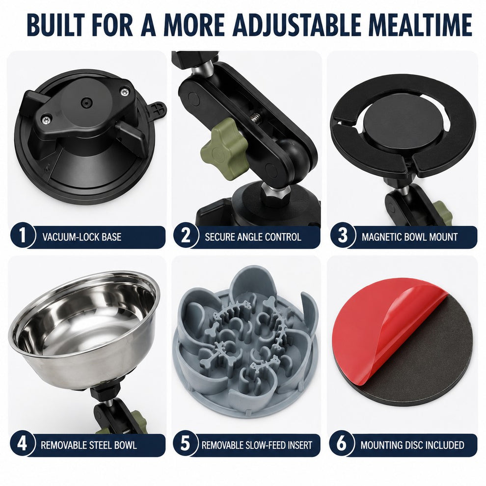 Paws in Awe Adjustable Suction-Mount Slow Feeder Bowl for French Bulldogs, Cats & Small-to-Medium Dogs - Floor or Vertical Setup Helps Reduce Sliding image 10