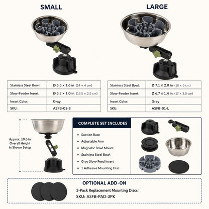 Paws in Awe Adjustable Suction-Mount Slow Feeder Bowl for French Bulldogs, Cats & Small-to-Medium Dogs - Floor or Vertical Setup Helps Reduce Sliding image 12