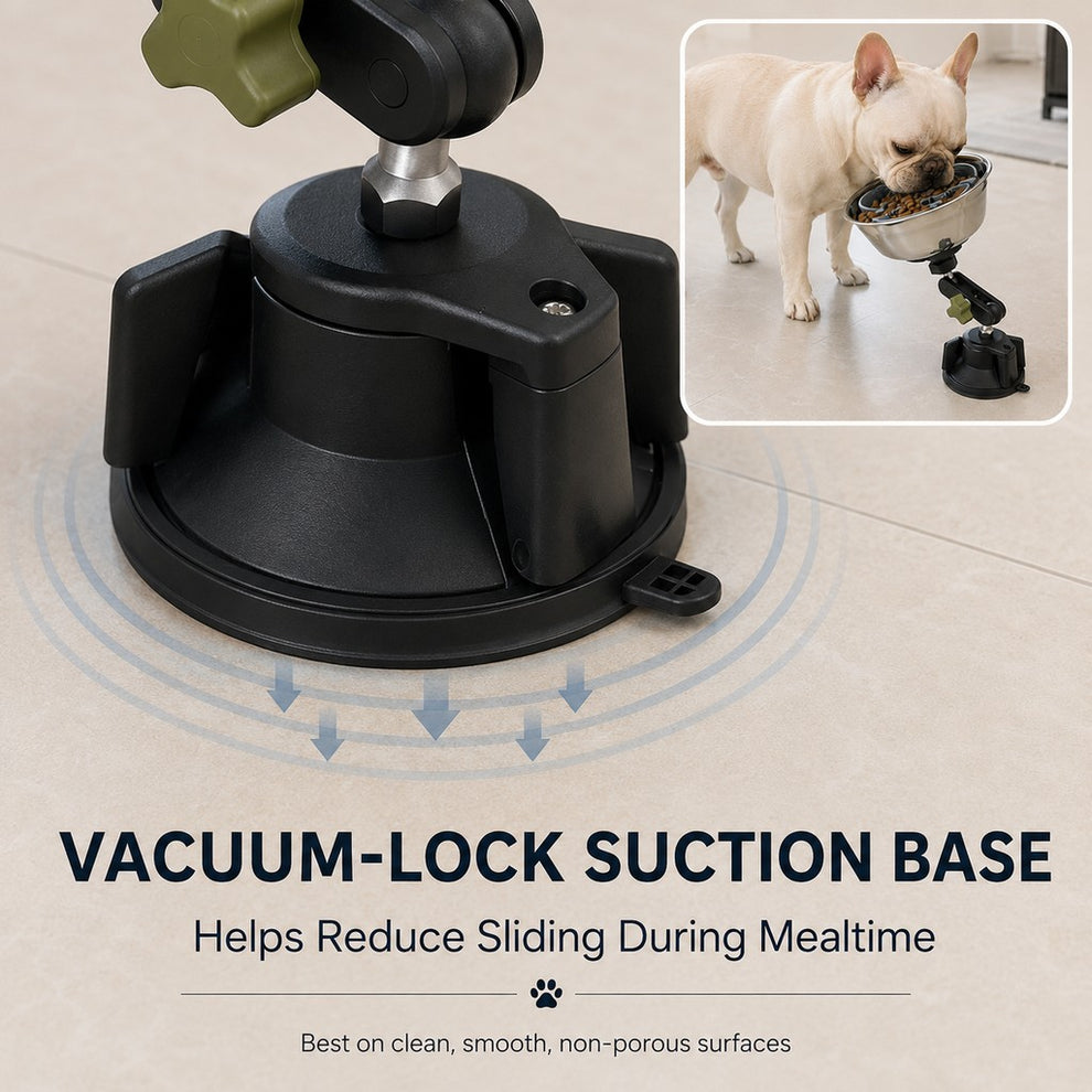 Paws in Awe Adjustable Suction-Mount Slow Feeder Bowl for French Bulldogs, Cats & Small-to-Medium Dogs - Floor or Vertical Setup Helps Reduce Sliding image 3