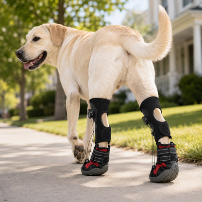 Adjustable tension dial dog support boot detail