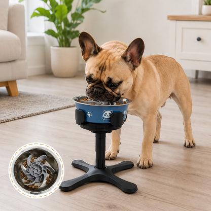 Paws in Awe French Bulldog Adjustable Elevated Tilted Dog Bowl for Kitchen Feeding Corners - 3-Height Stand with Slow Feeder Insert to Reduce Neck Bending & Mess image 14