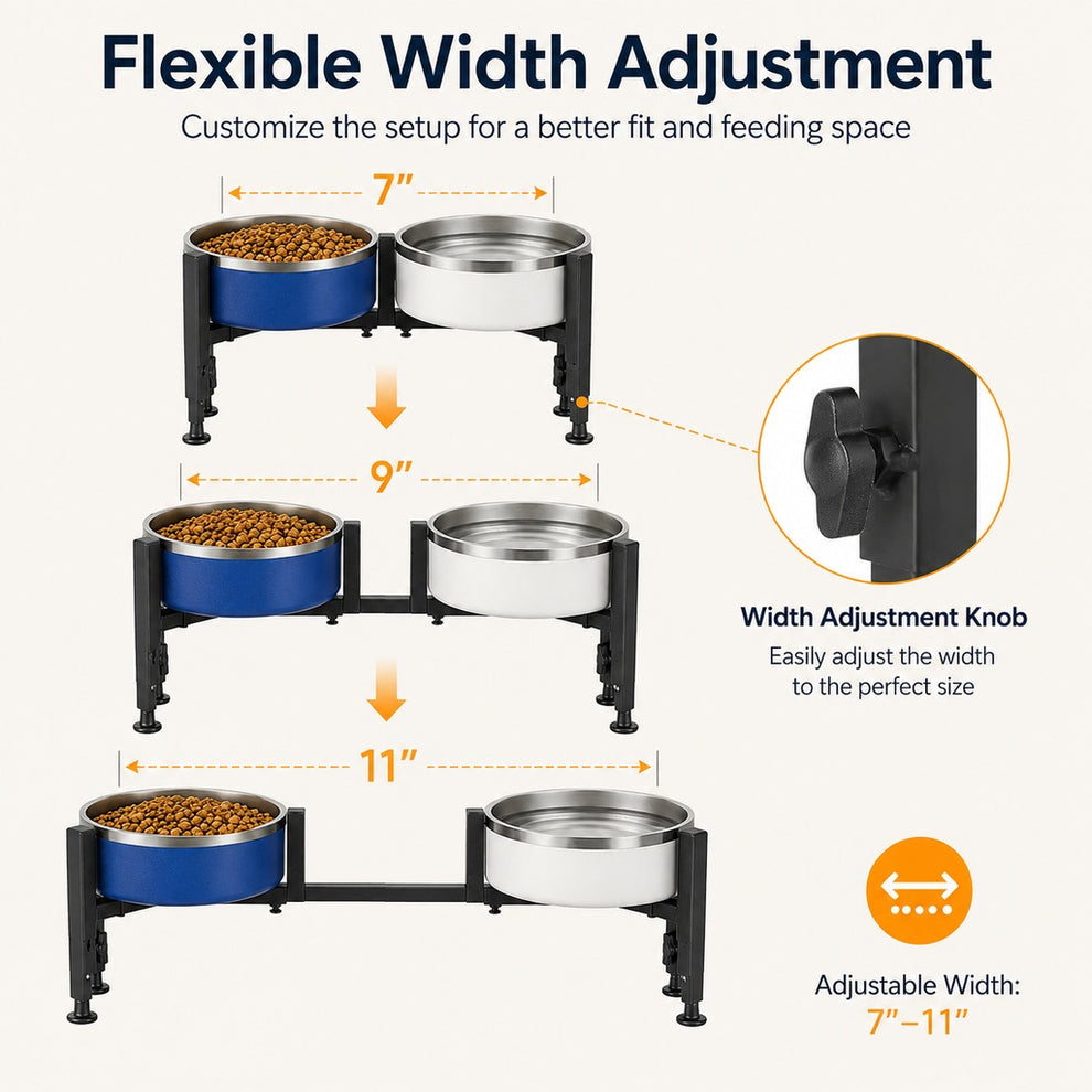 Paws in Awe Adjustable Raised Dog Bowl Stand for Home Feeding - No-Bend Metal Pet Bowl Holder for Cleaner, More Comfortable Meals image 7