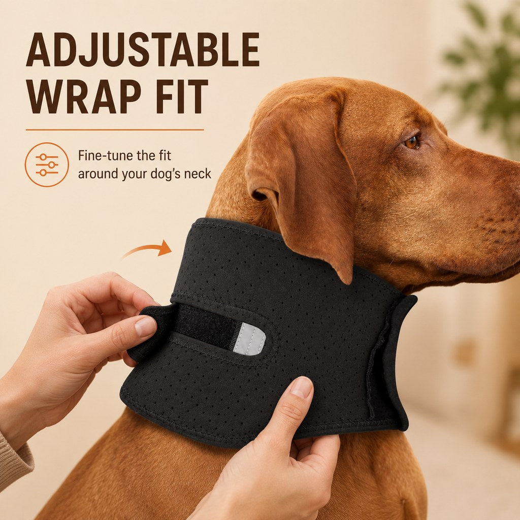 Adjustable wrap fit dog neck support brace