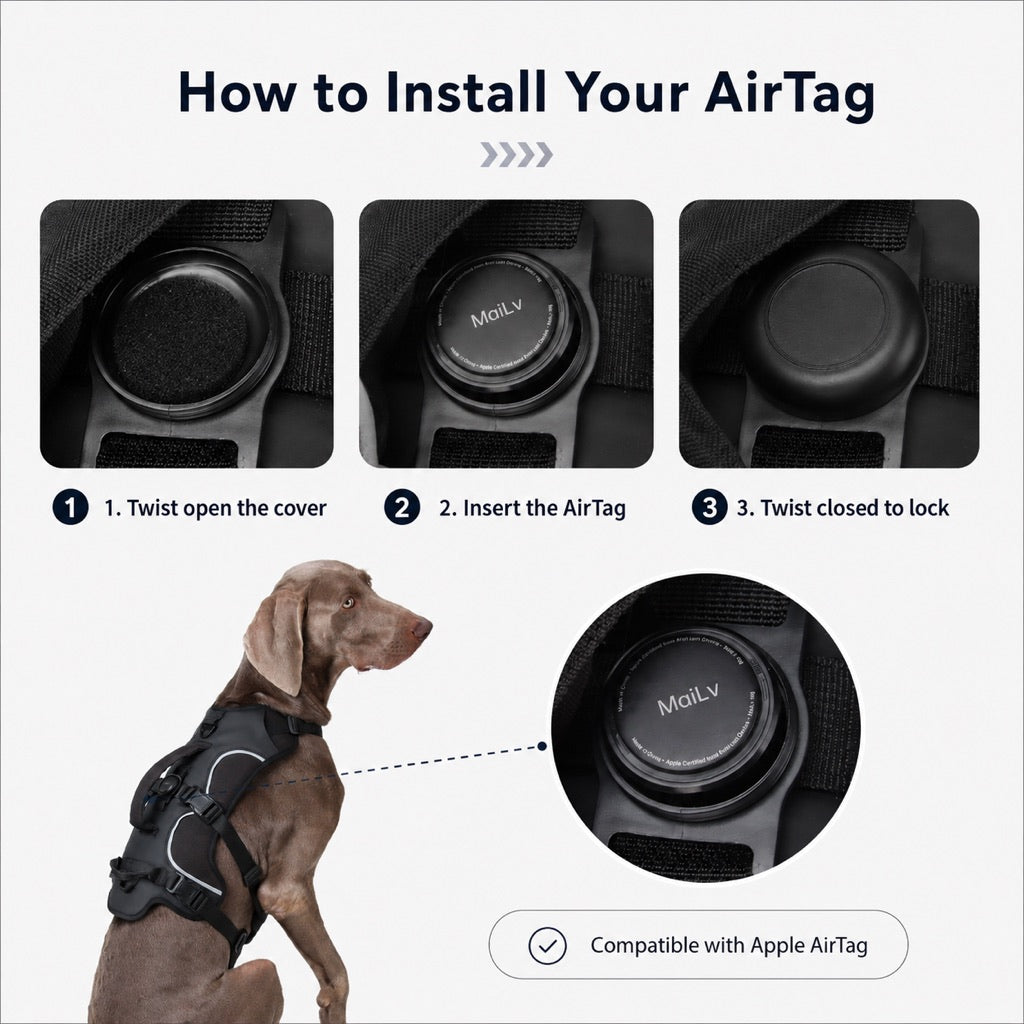 Paws in Awe AirTag-Compatible Escape-Resistant Dog Harness for Outdoor Walks - Secure Control for Dogs That Pull image 4