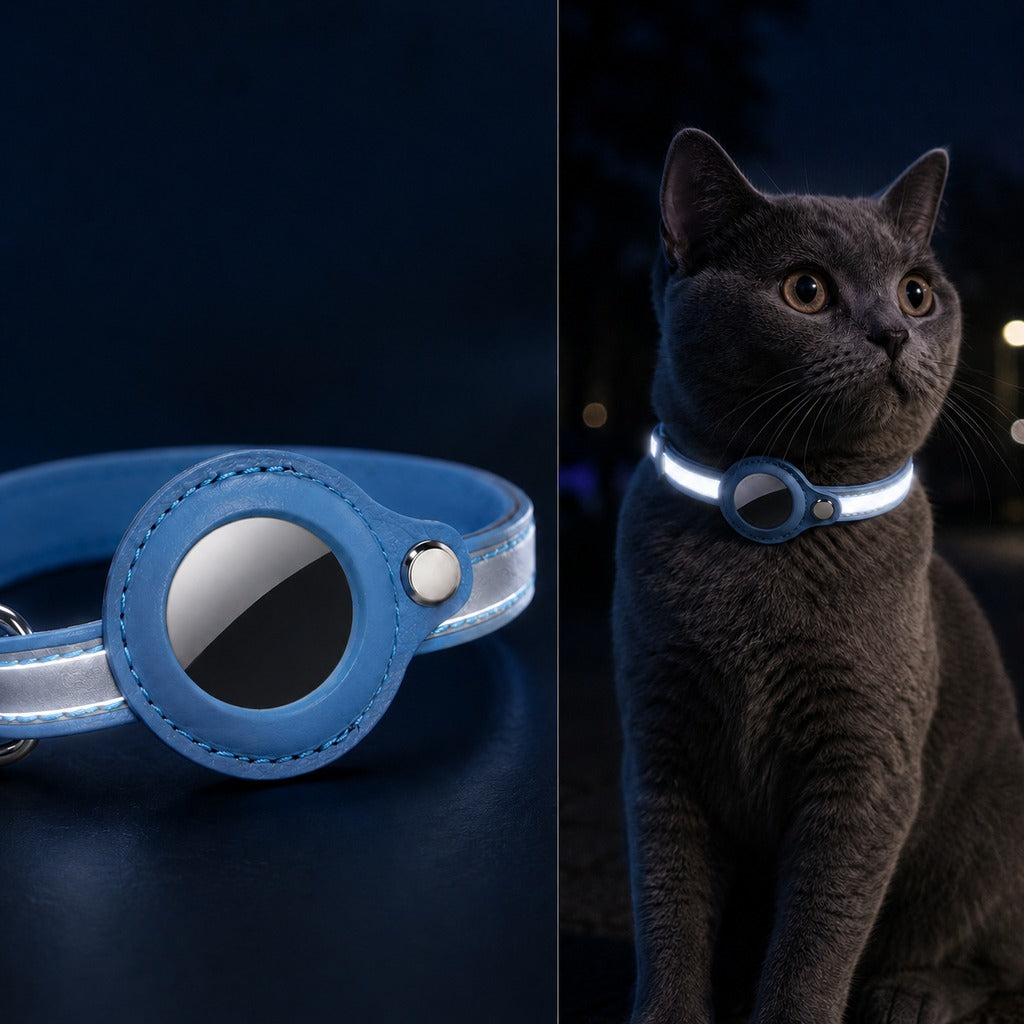 Paws in Awe AirTag-Compatible Reflective Pet Tracking Collar for Cats & Small Dogs - Secure Holder for Outdoor Adventures & Night Visibility image 1