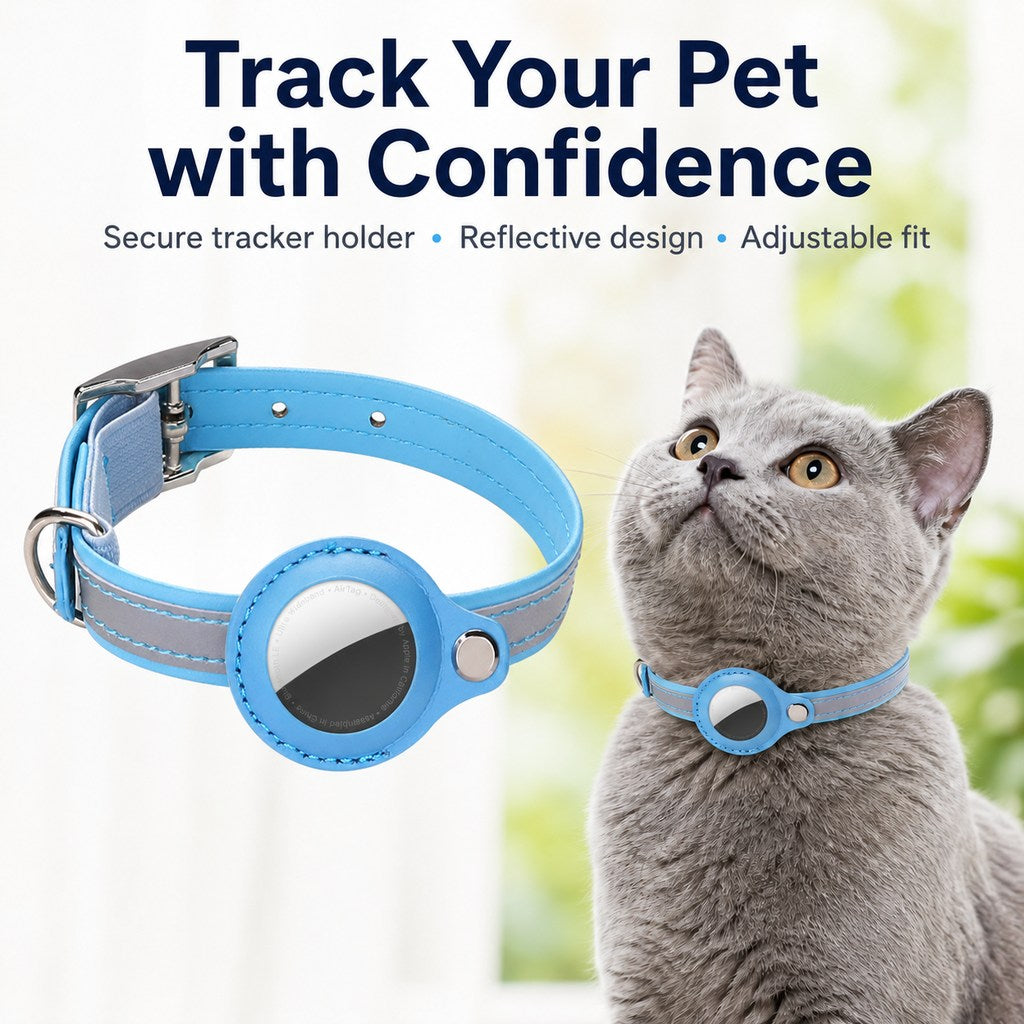 Paws in Awe AirTag-Compatible Reflective Pet Tracking Collar for Cats & Small Dogs - Secure Holder for Outdoor Adventures & Night Visibility image 3