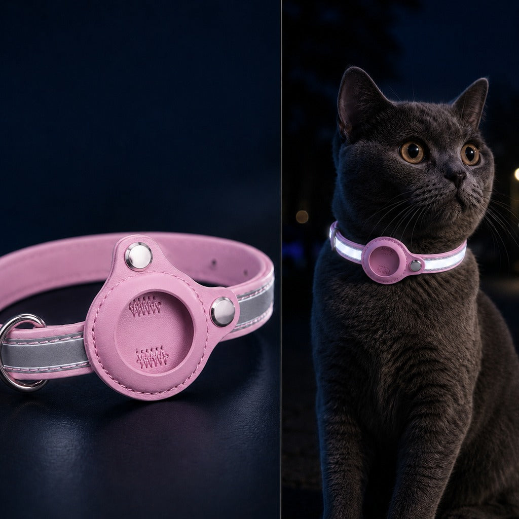 Paws in Awe AirTag-Compatible Reflective Pet Tracking Collar for Cats & Small Dogs - Secure Holder for Outdoor Adventures & Night Visibility image 12
