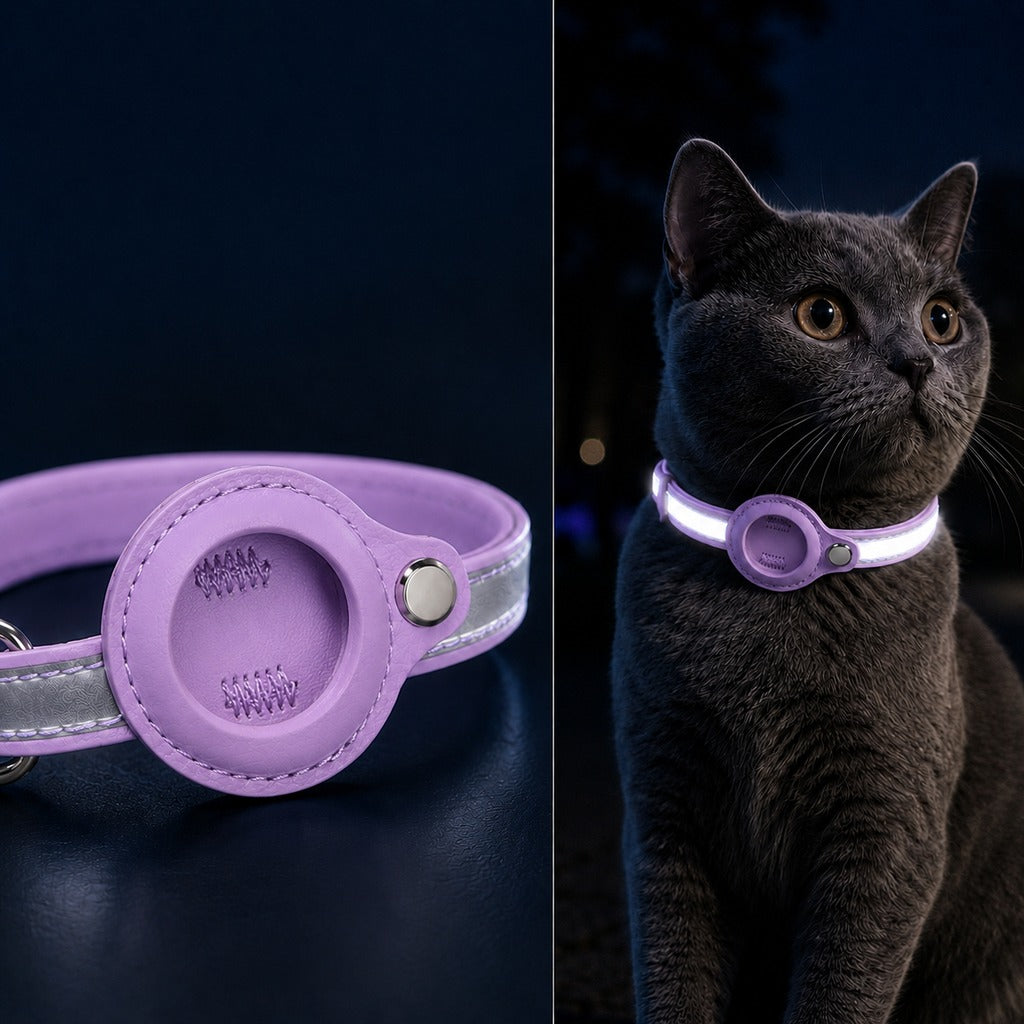 Paws in Awe AirTag-Compatible Reflective Pet Tracking Collar for Cats & Small Dogs - Secure Holder for Outdoor Adventures & Night Visibility image 11