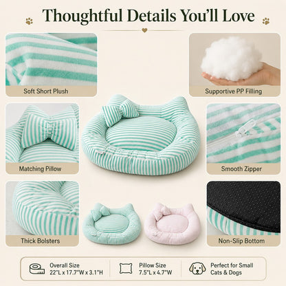 Paws in Awe All-Season Bolster Pet Bed with Pillow for Cats & Small Dogs - Soft Raised-Edge Support for Indoor Naps image 3