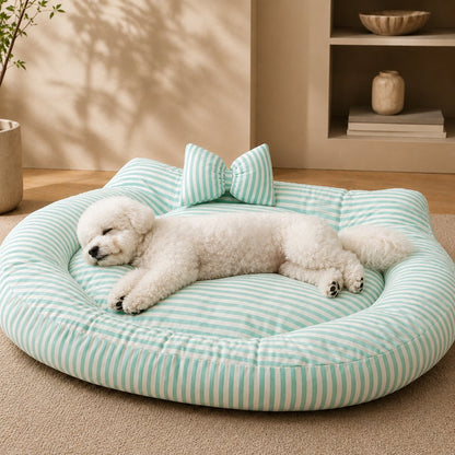 Paws in Awe All-Season Bolster Pet Bed with Pillow for Cats & Small Dogs - Soft Raised-Edge Support for Indoor Naps image 1