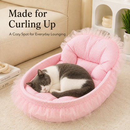 Paws in Awe All-Season Bolster Pet Bed for Cats & Small Dogs - Cushioned Indoor Lounger with Raised Sides image 2