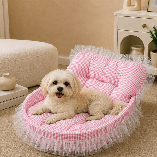 Paws in Awe All-Season Bolster Pet Bed for Cats & Small Dogs - Cushioned Indoor Lounger with Raised Sides image 1