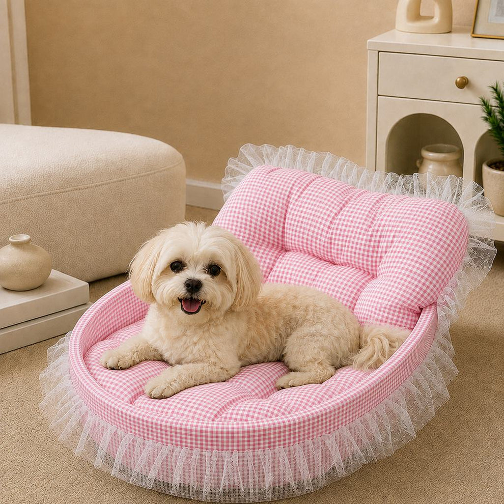 Paws in Awe All-Season Bolster Pet Bed for Cats & Small Dogs - Cushioned Indoor Lounger with Raised Sides image 1