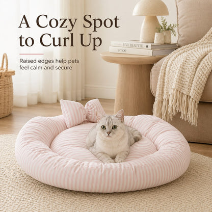 Paws in Awe All-Season Bolster Pet Bed with Pillow for Cats & Small Dogs - Soft Raised-Edge Support for Indoor Naps image 6